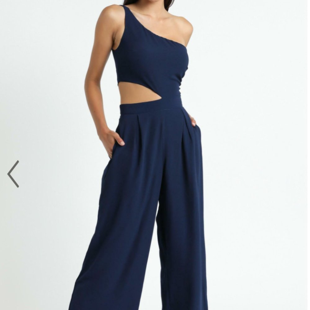 Navy One Shoulder Jumpsuit